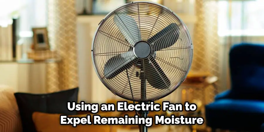 Using an electric fan to expel remaining moisture