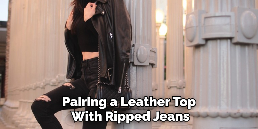 Pairing a Leather Top With Ripped Jeans