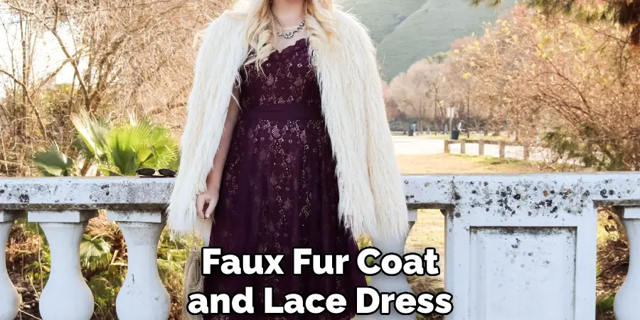 Faux Fur Coat and Lace Dress