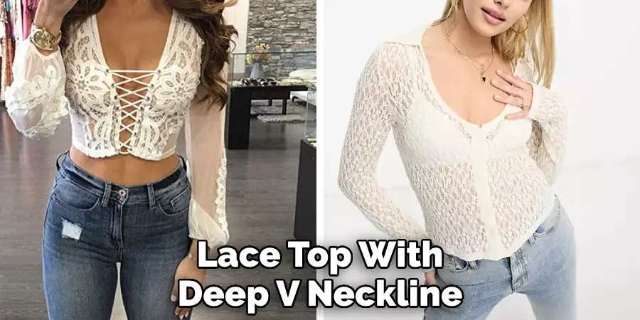 Lace Top With Deep V Neckline