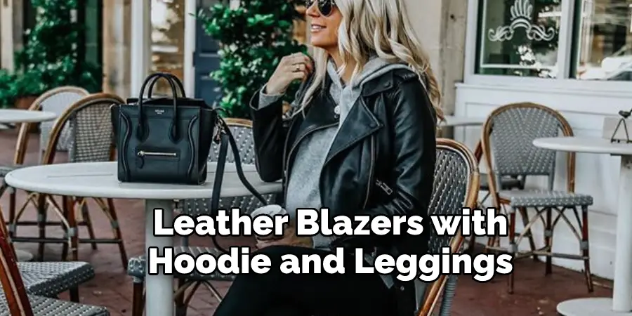 Leather Blazers with Hoodie and Leggings