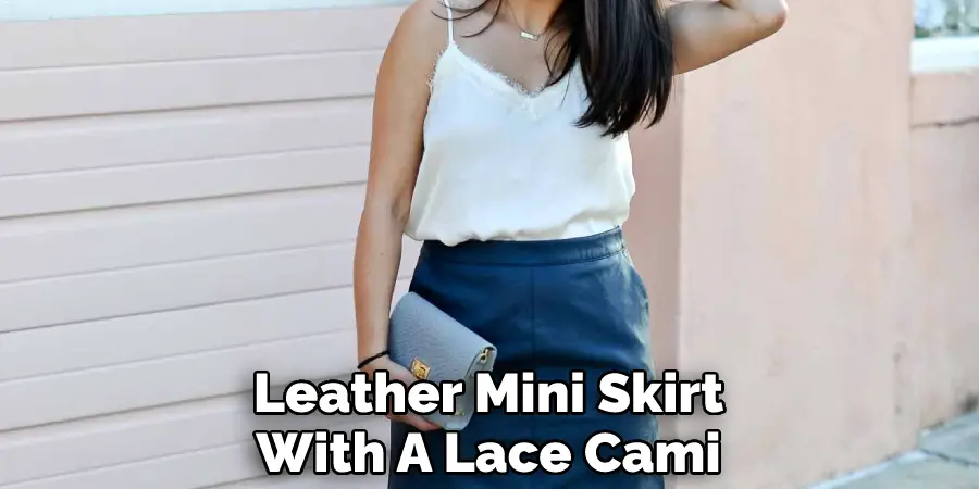 Leather Mini Skirt With A Lace Cami