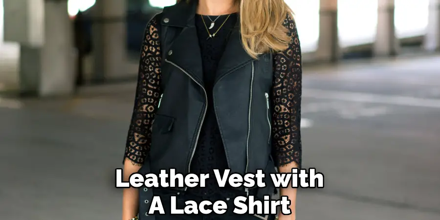 Leather Vest with A Lace Shirt