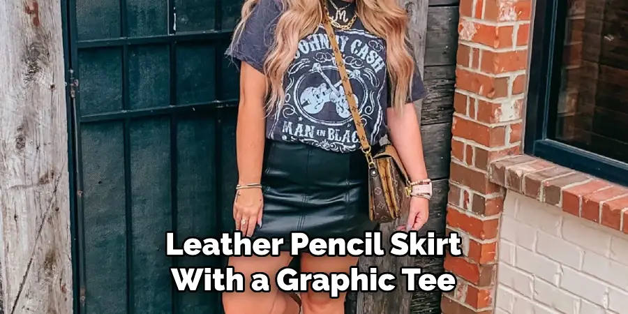 Leather Pencil Skirt With a Graphic Tee