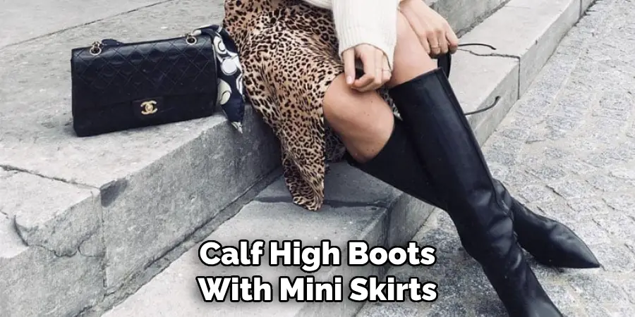 Calf High Boots With Mini Skirts